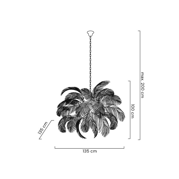Lampa wisząca TIFFANY 135 biała mosiądz / naturalne pióra - Moosee